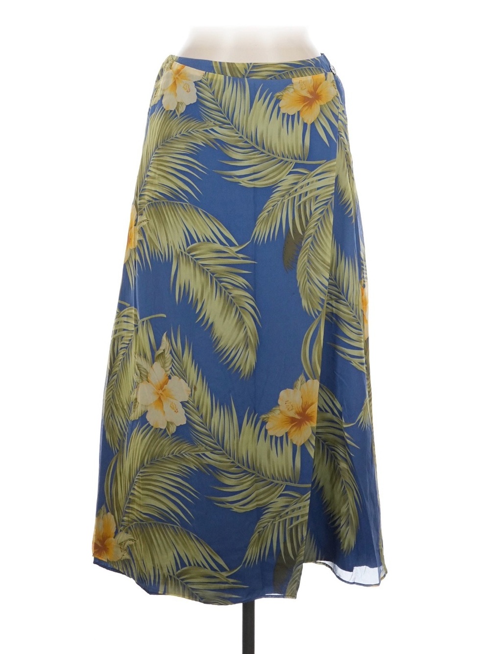 Tommy Bahama Blue Maxi Skirt with Yellow Floral Palm Print